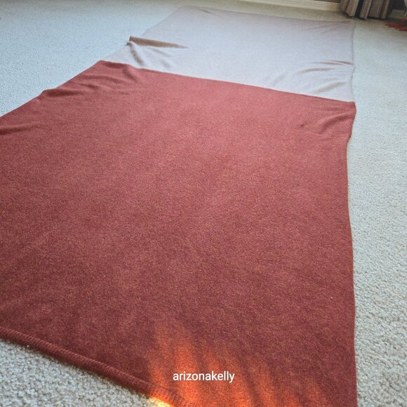 NWOT Halogen Cashmere Wrap Scarf Redwood and Natural Oatmeal Color - Picture 10 of 11